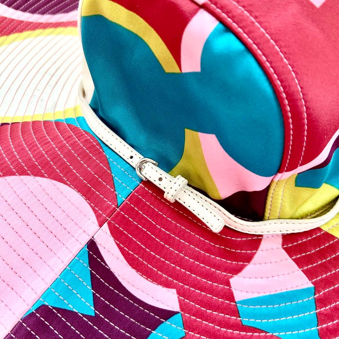 希少✨coach コーチ シグネチャー マルチカラー ハット つば広帽 シルク