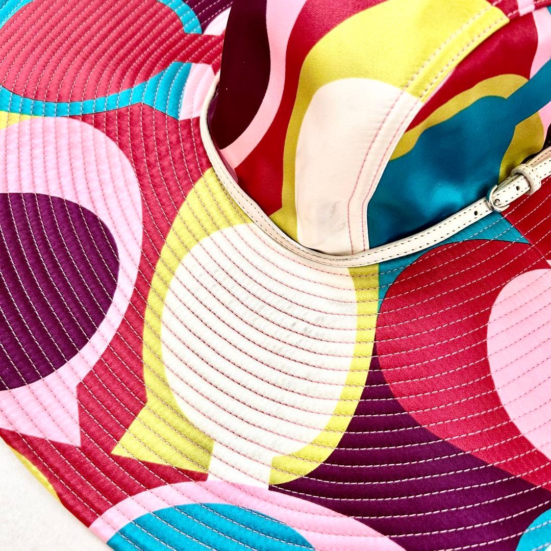 希少✨coach コーチ シグネチャー マルチカラー ハット つば広帽 シルク