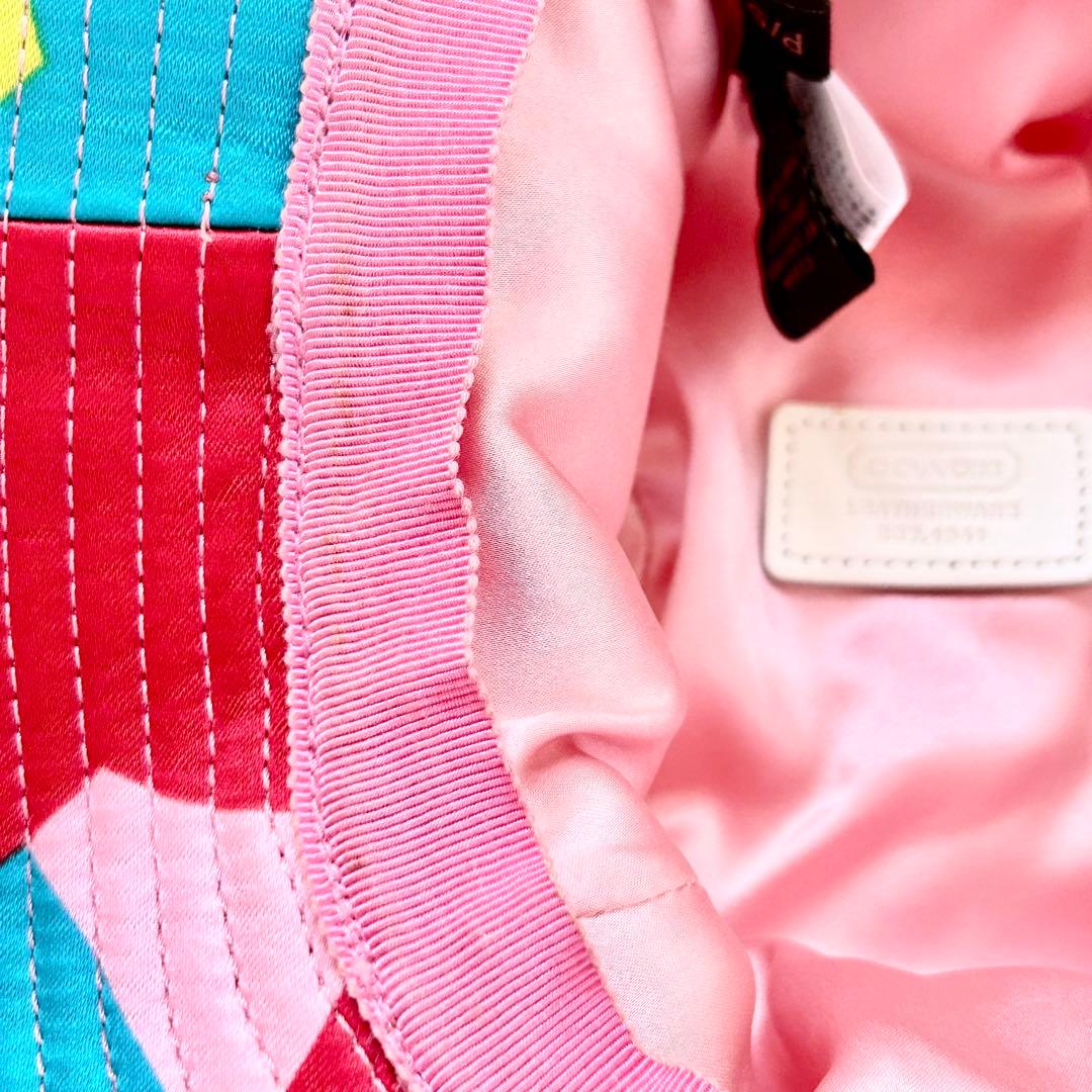 希少✨coach コーチ シグネチャー マルチカラー ハット つば広帽 シルク