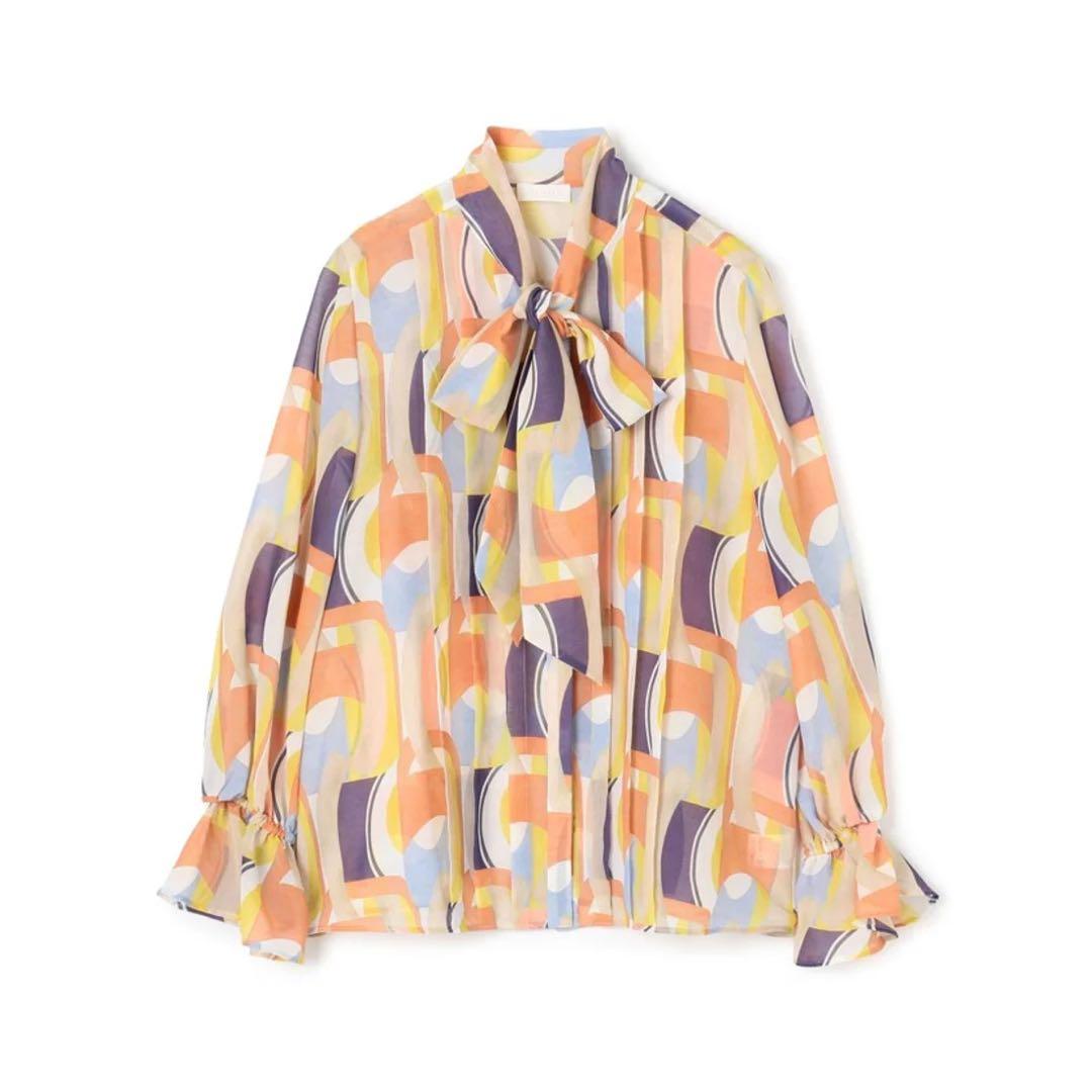 新品　タグ付　Ballsey オプティカルプリント ボウタイブラウス