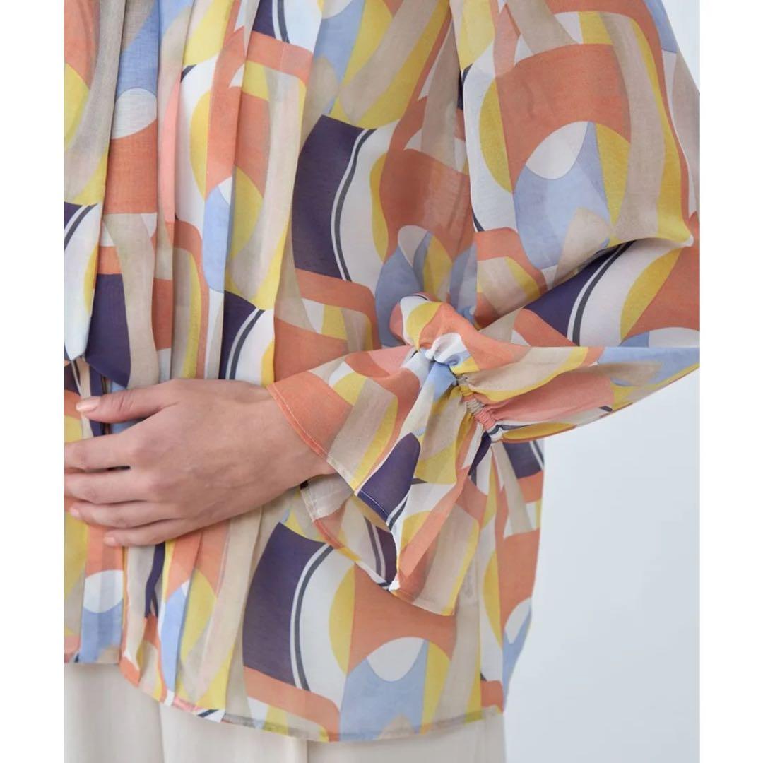 新品　タグ付　Ballsey オプティカルプリント ボウタイブラウス