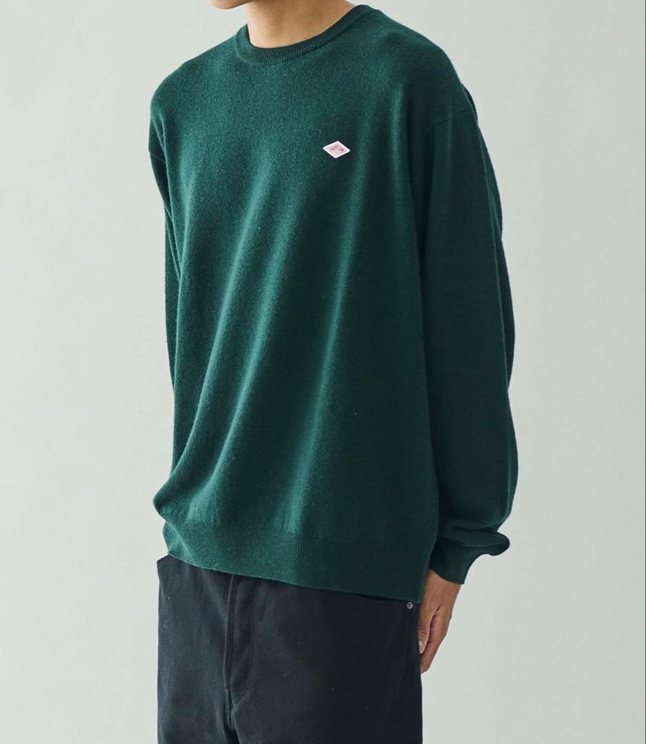 | DANTON｜ ラムウールクルーネックニットプルオーバー・・グリーン40