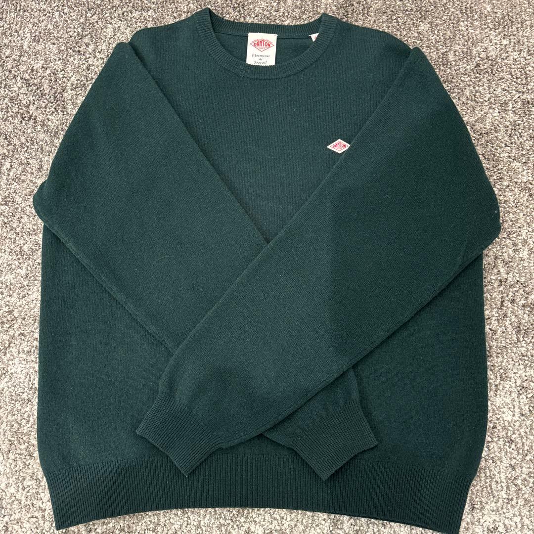 | DANTON｜ ラムウールクルーネックニットプルオーバー・・グリーン40