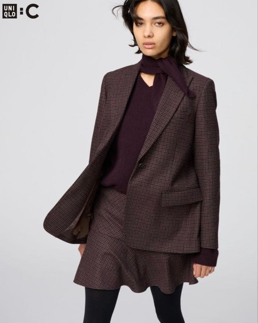 【セットアップ】UNIQLO:C ツイードテーラードジャケット&フレアスコート