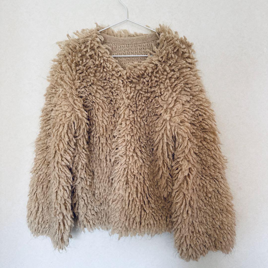 【Ray BEAMS】ミックスループ編み ニットジャケット カーディガン