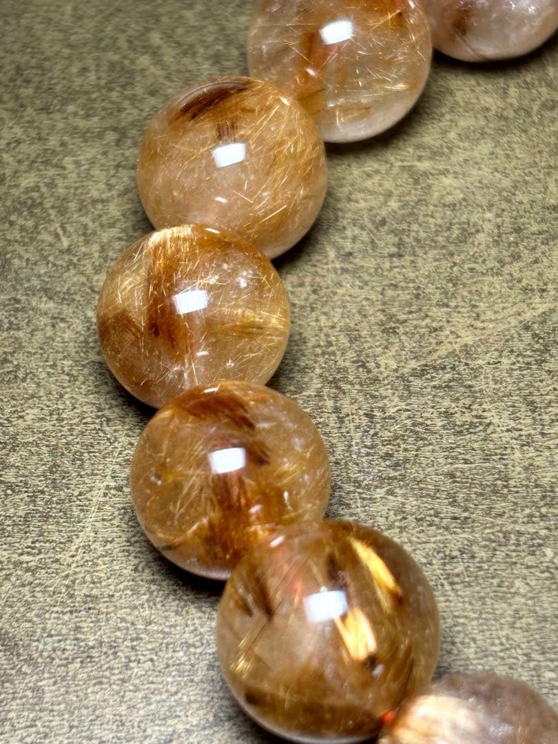 【新入荷】　タイガータイチンルチルブレス13㎜大玉（新品未使用）高品質　針ミチ2