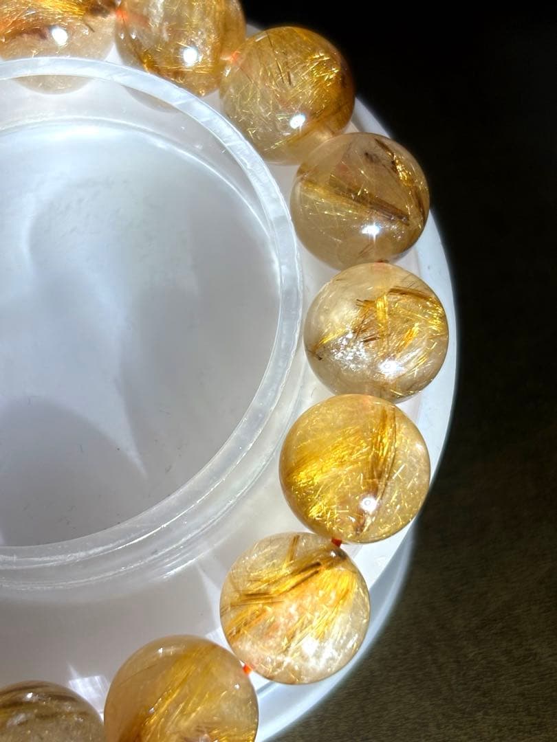 【新入荷】　タイガータイチンルチルブレス13㎜大玉（新品未使用）高品質　針ミチ2