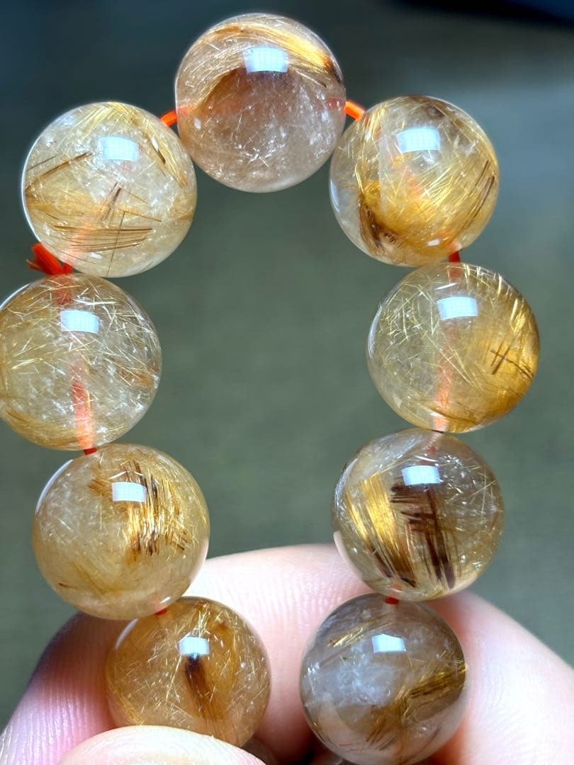 【新入荷】　タイガータイチンルチルブレス13㎜大玉（新品未使用）高品質　針ミチ2