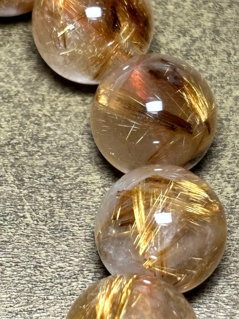 【新入荷】　タイガータイチンルチルブレス13㎜大玉（新品未使用）高品質　針ミチ2