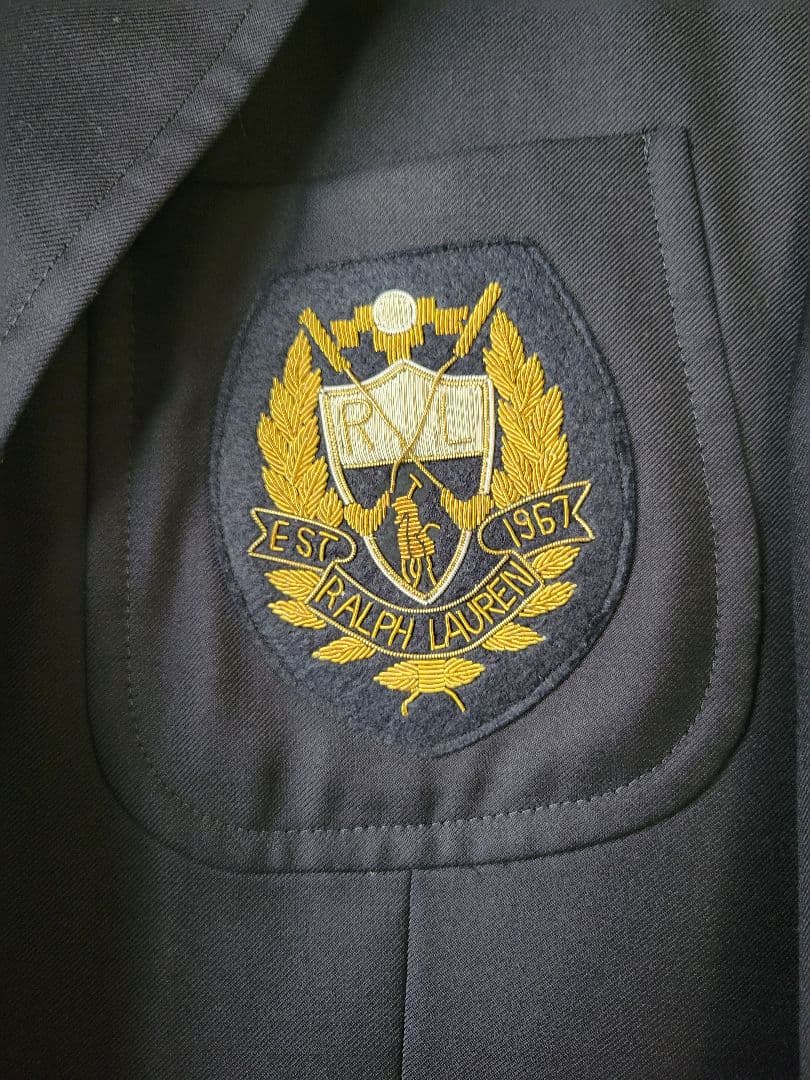 極美品 刺繍ワッペン 光沢 ファインサージ ポロラルフローレン ブレザー
