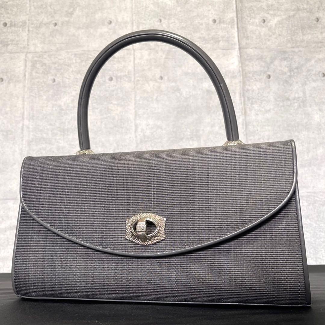 専用品COMTESSE ホースヘア×レザー グレー ハンドバッグ定価46万