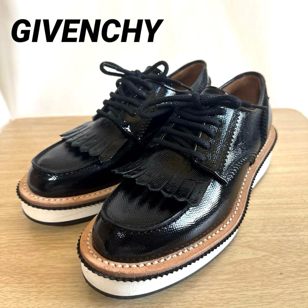 【極美品】GIVENCHYジバンシィブラックレザー フリンジ ローファー 厚底