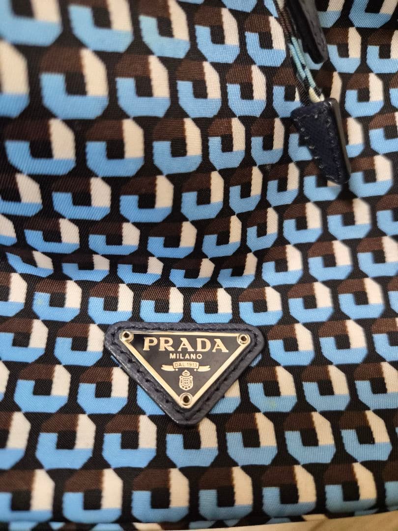 PRADA 青黒パターン 巾着型ショルダーバッグ