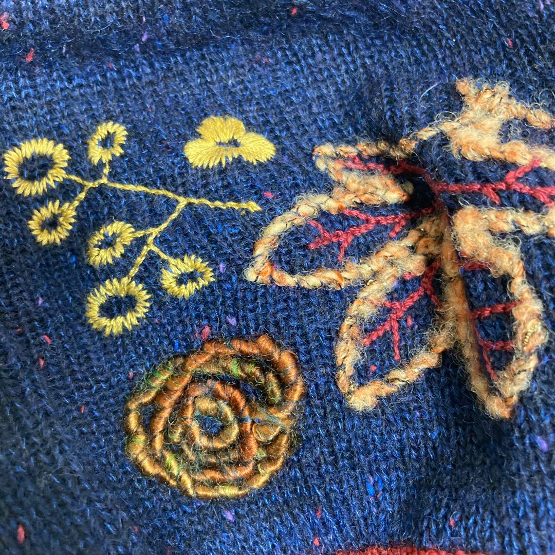 専用　M＆KYOKO マサキキョウコ　刺繍入りネイビーのニット帽