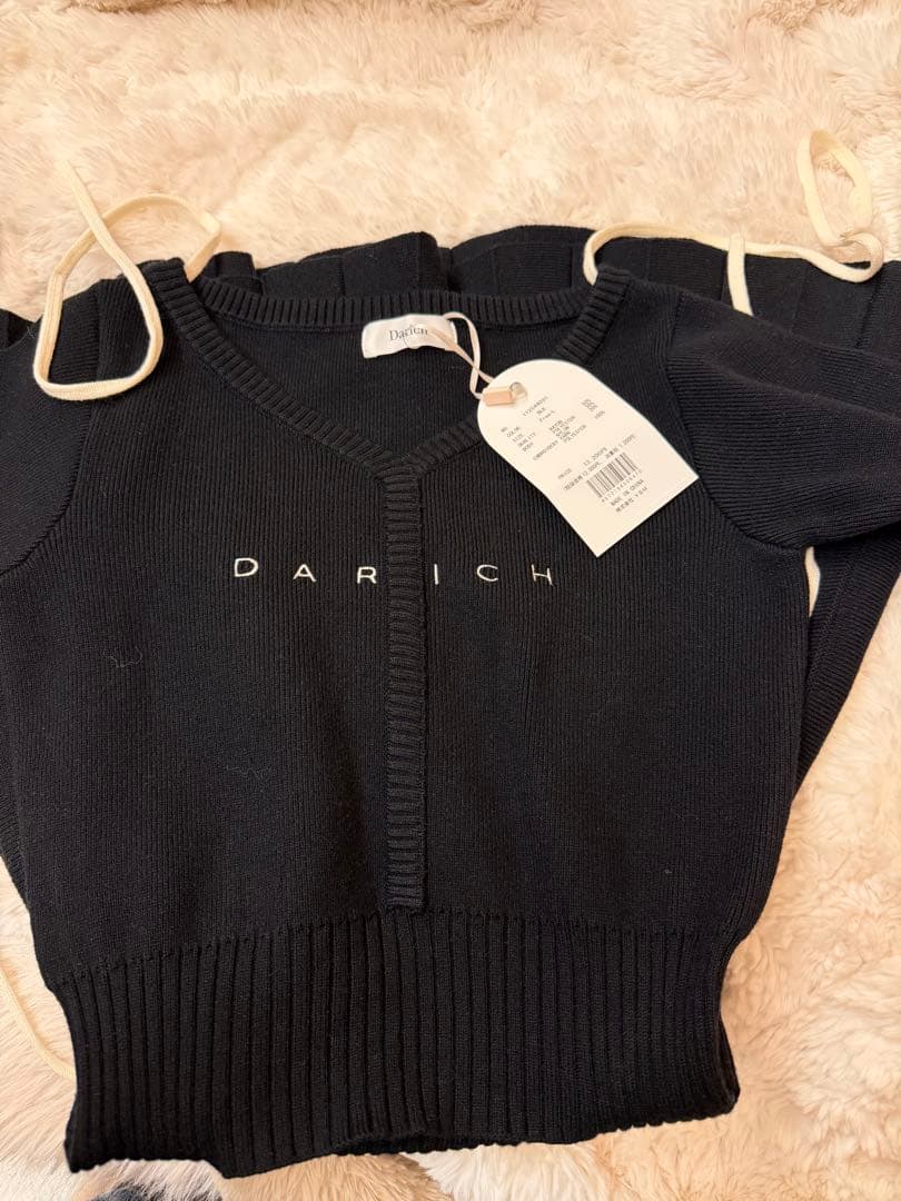 ウエストオープンリボンデザインニットミニワンピース Darich