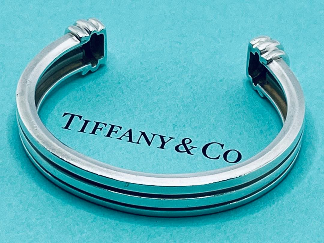 h555 希少　ヴィンテージ　ティファニー　1995 グルーブド　バングル925