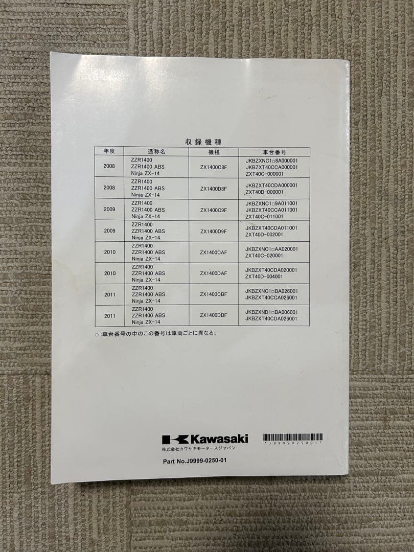 Kawasaki ZZR1400 サービスマニュアル 2008-2011