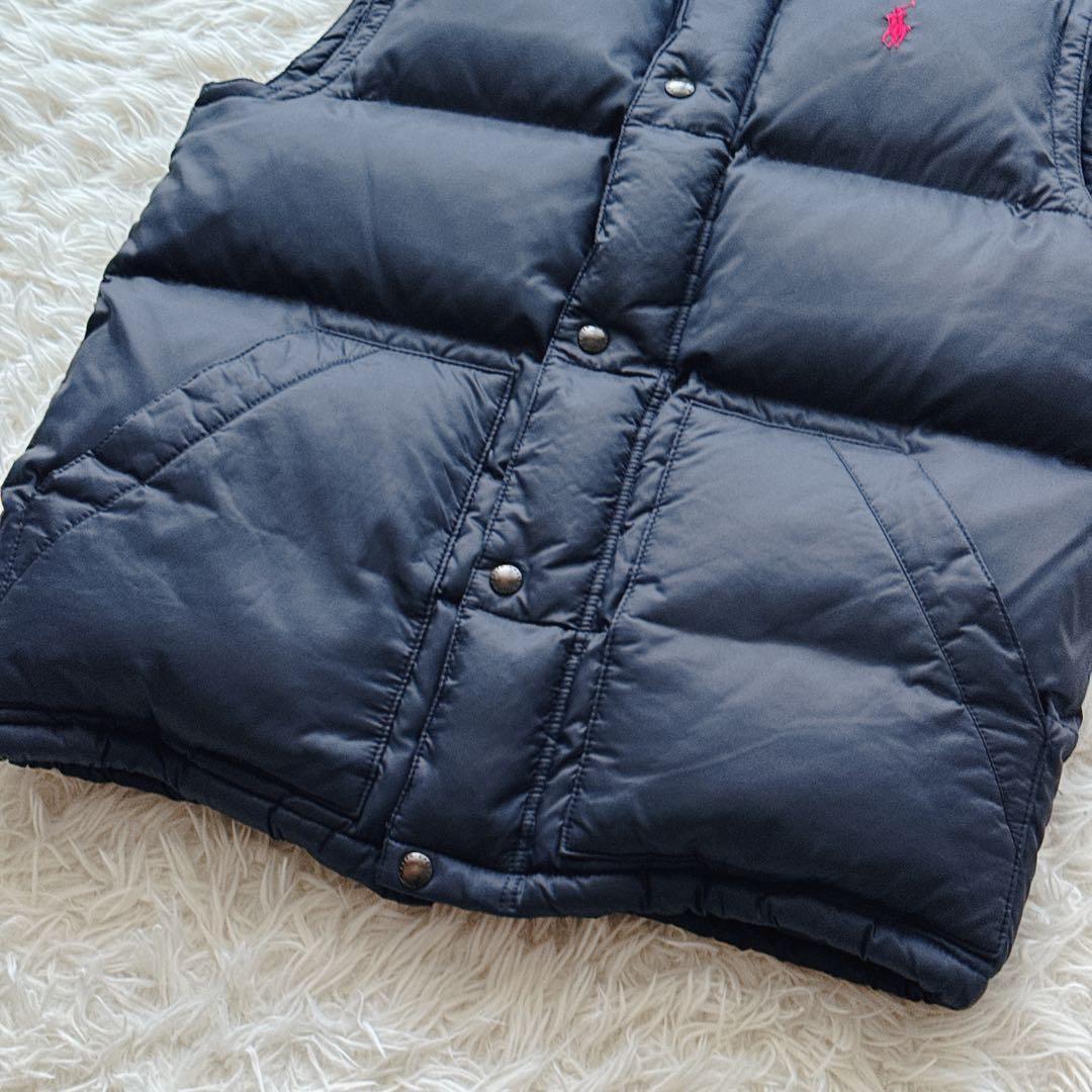 ポロバイラルフローレン 肉厚ダウンベスト レッドポニー刺繍 フード取り外し可