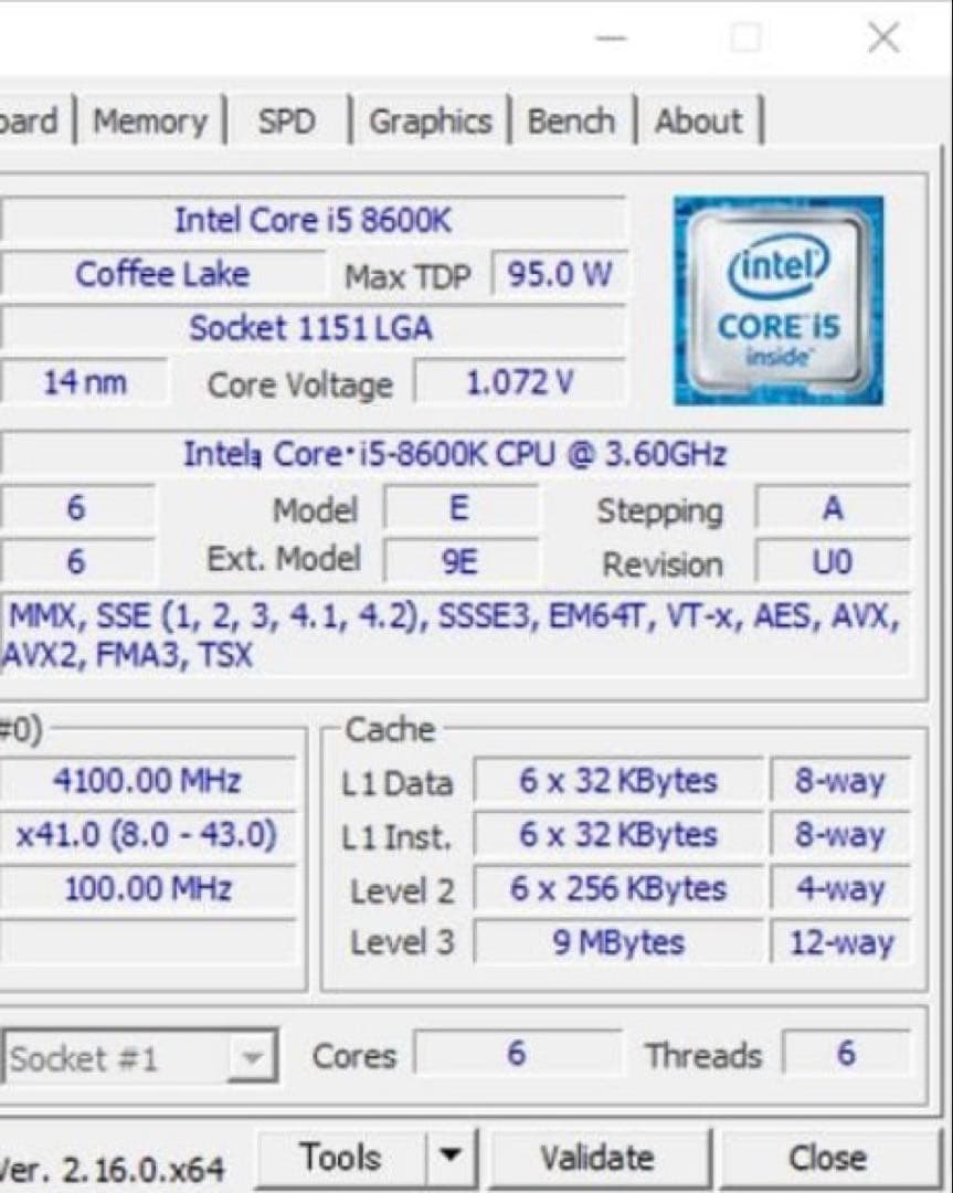 CPU Intel Core i5-8600K CPU LGA1151