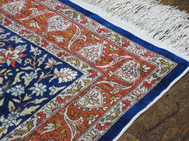 美品 手織り シルク トルコ HEREKE ヘレケ ゴルダニ文様 ペルシャ 絨毯