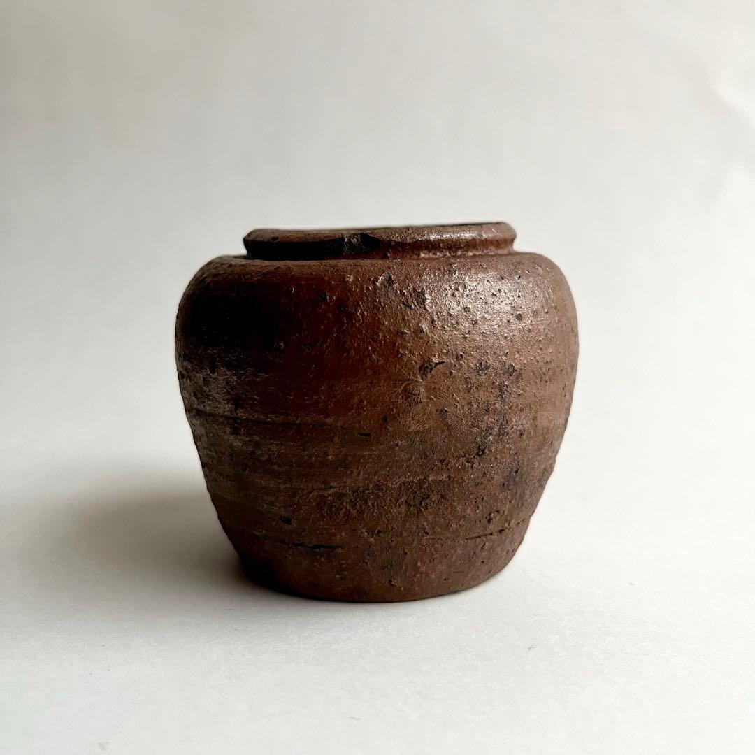 江戸期　古備前　焼締　小壺　お歯黒壺