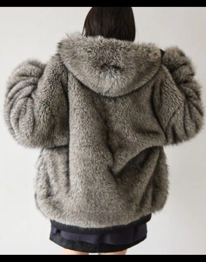 ※猫拳※　PAGEBOY【PBLIM】ファーフードブルゾン　グレー