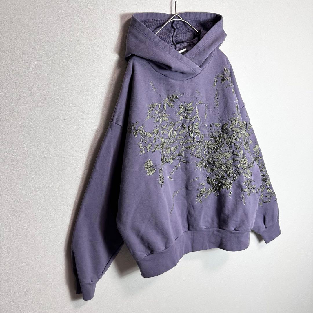 【希少】ドリスヴァンノッテン　パーカー　プルオーバー　花柄　刺繍　パープル　S