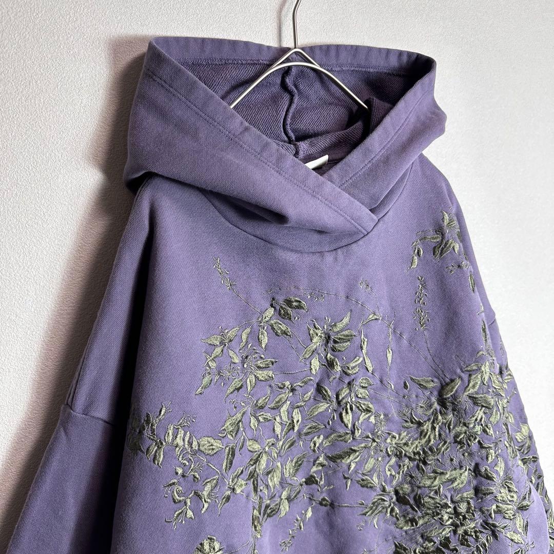 【希少】ドリスヴァンノッテン　パーカー　プルオーバー　花柄　刺繍　パープル　S