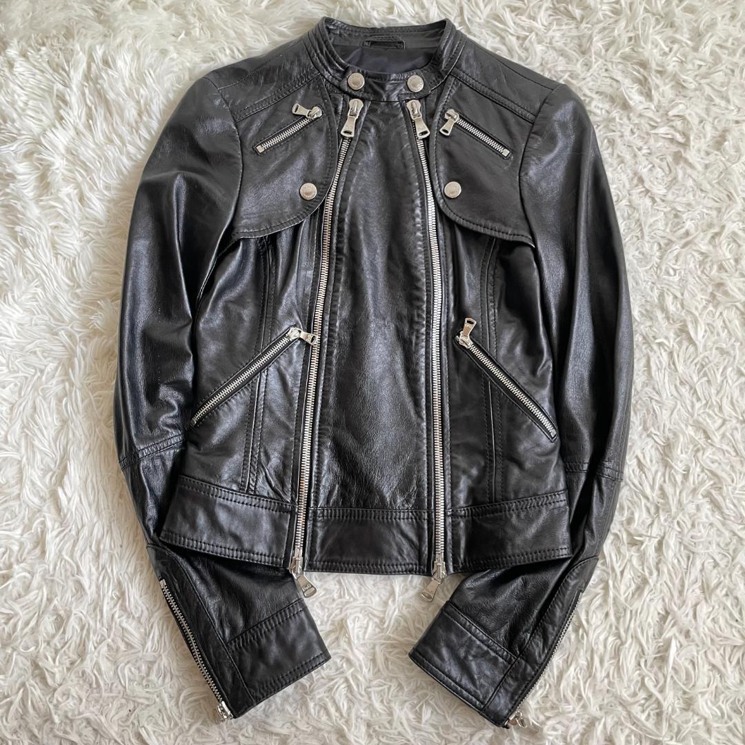 希少デザイン ドルチェ&ガッバーナ ラムレザージャケット マルチジップ M相当
