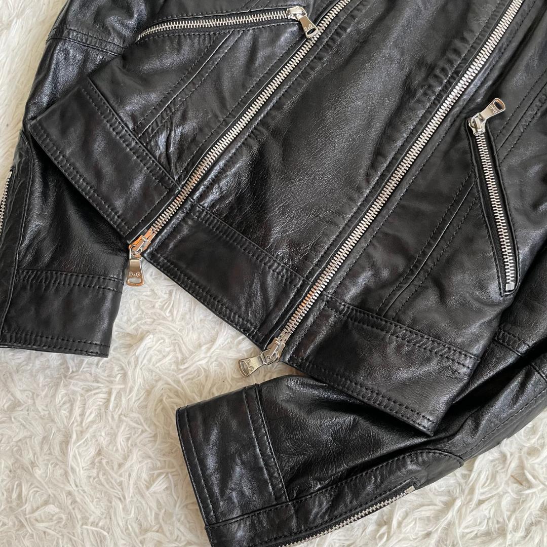 希少デザイン ドルチェ&ガッバーナ ラムレザージャケット マルチジップ M相当
