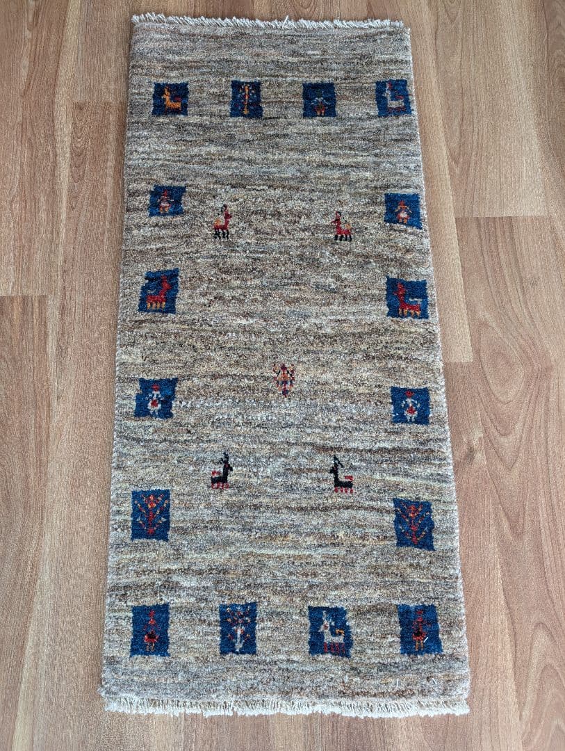 ギャッベ　　ランナー　イラン　ペルシャ　玄関マット　キッチンマット