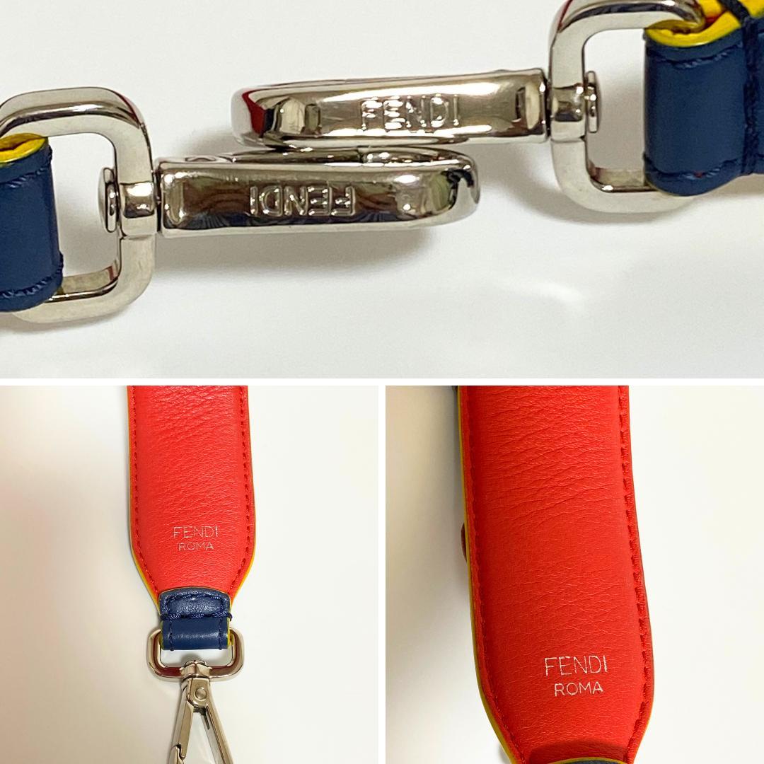 FENDI フェンディ　ストラップユー　フラワー　ブルー×レッド×イエロー