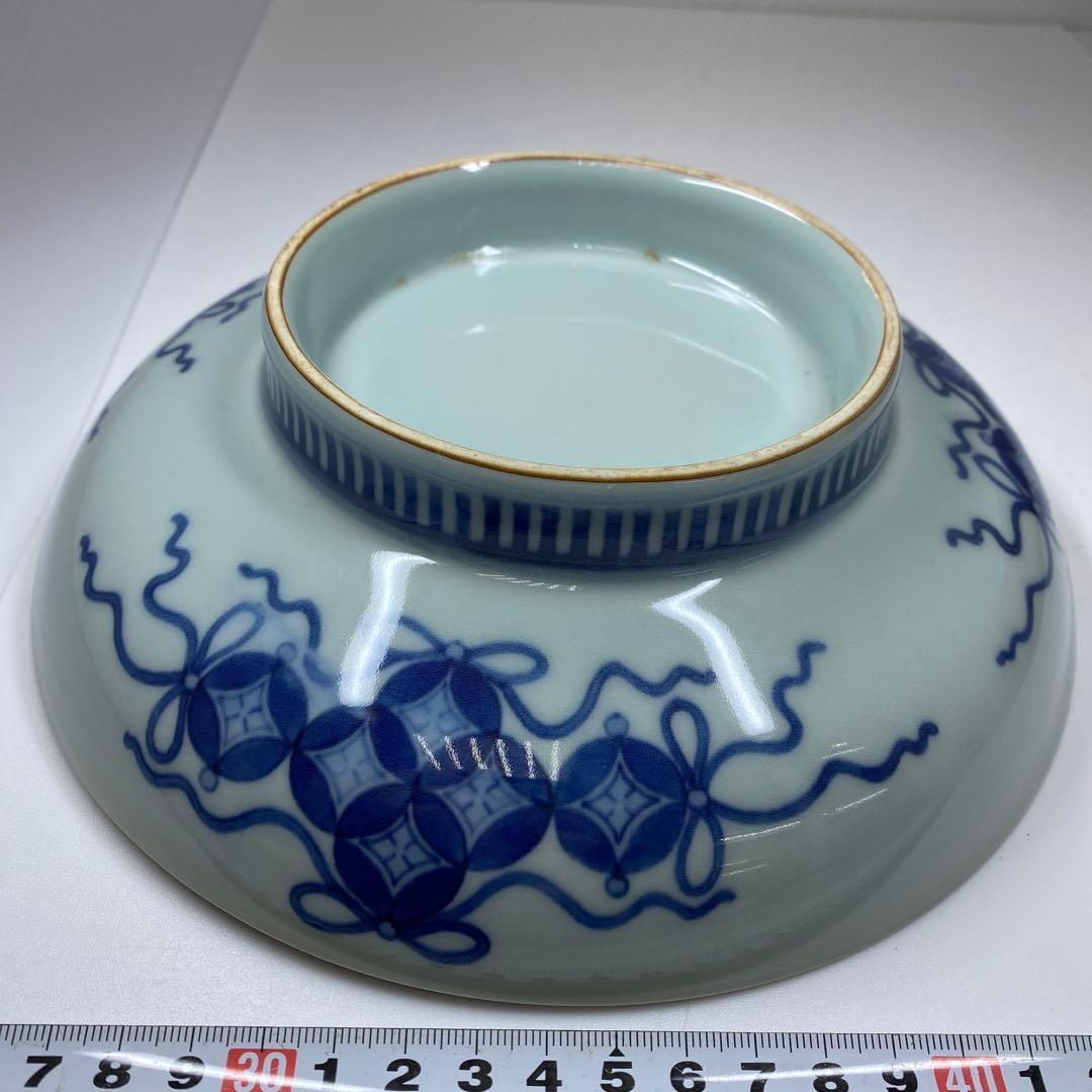 時代　鍋島焼　櫛目高台　七寸皿　共箱　直径21.4㎝　タサオ　東な7-0210①