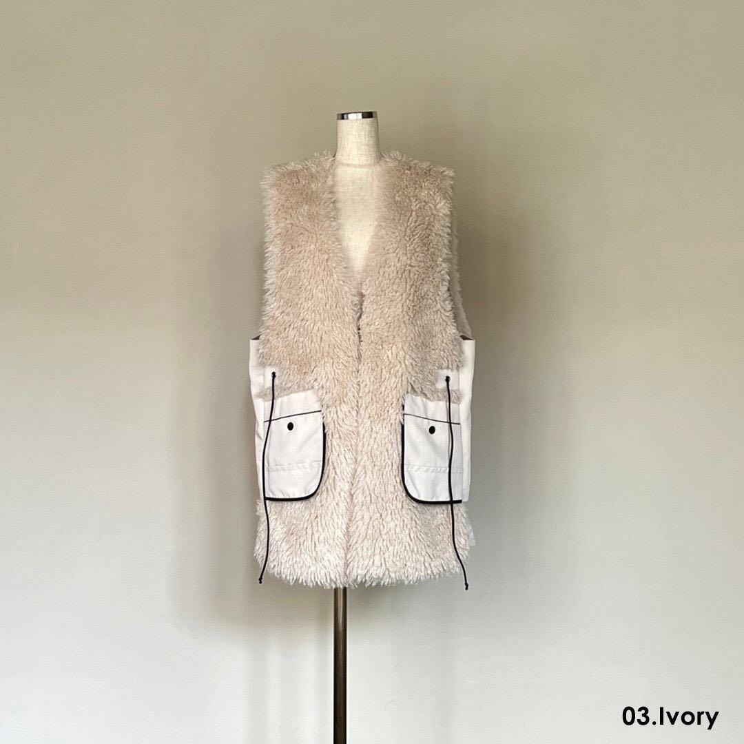 Design aera エコムートンファーベスト.*˚‧新品未使用品