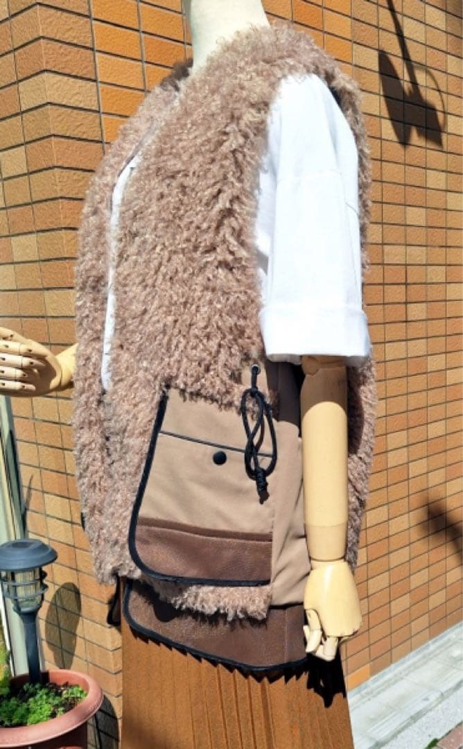 Design aera エコムートンファーベスト.*˚‧新品未使用品
