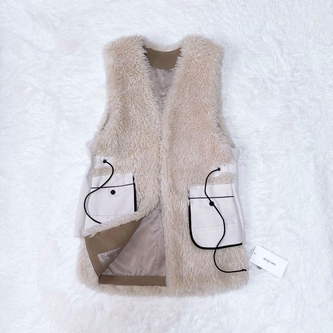 Design aera エコムートンファーベスト.*˚‧新品未使用品