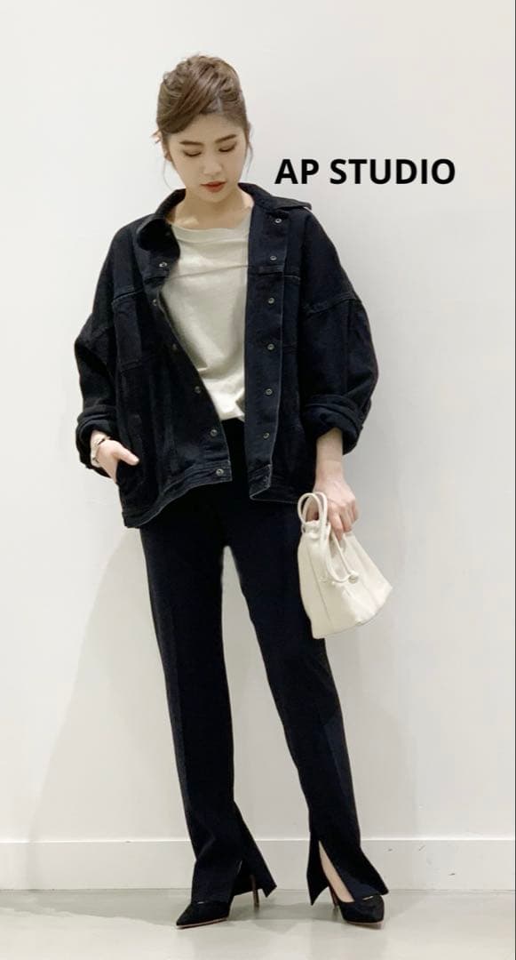 AP STUDIO ブラックオーバーサイズデニムジャケット