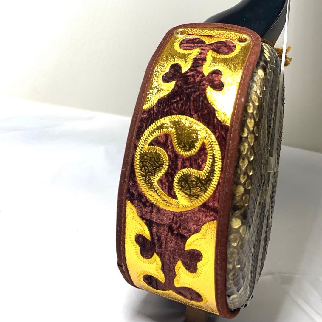 【美品】沖縄三線 蛇皮 民謡楽器 民謡 和楽器 三線 ケース付