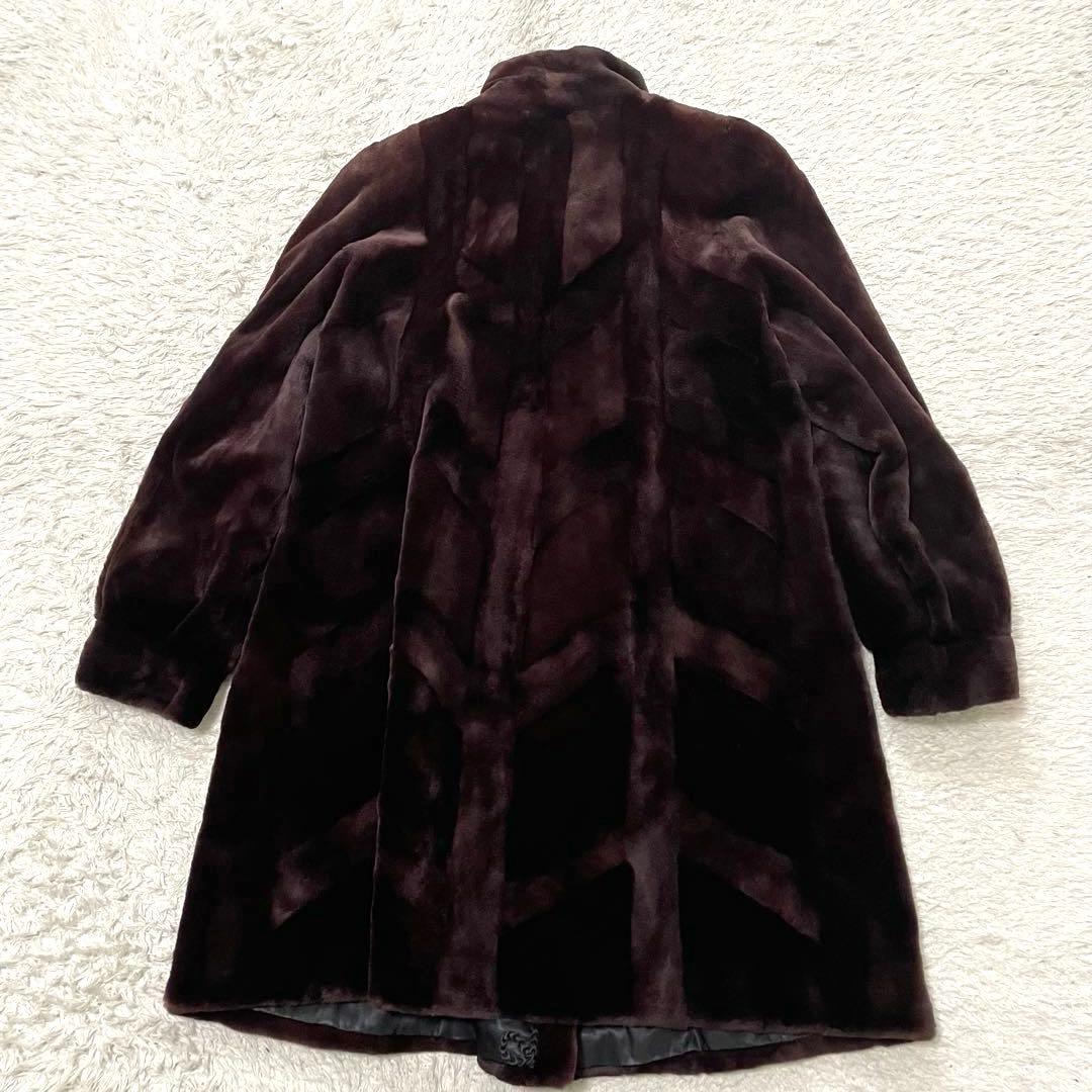 美品 サガロイヤル ミンク 毛皮 リアルファーコート ブラウン
