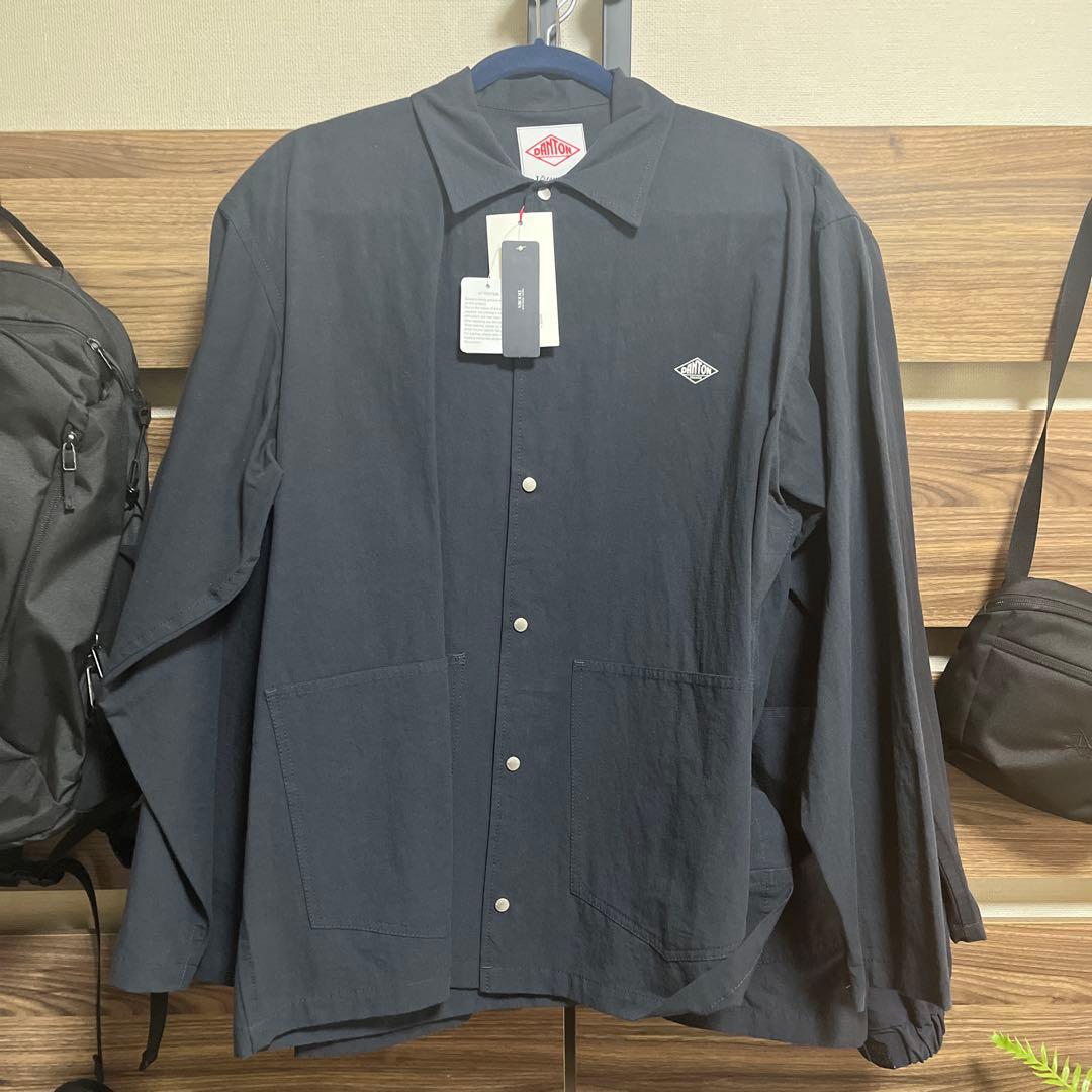 ダントン コットンリネン カバーオールシャツ　40 ネイビー