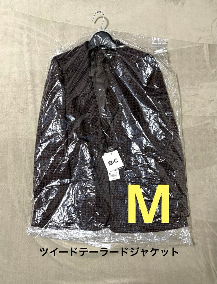 《新品タグ付》 UNIQLO C ツイードテーラードジャケット ブラウン M ①