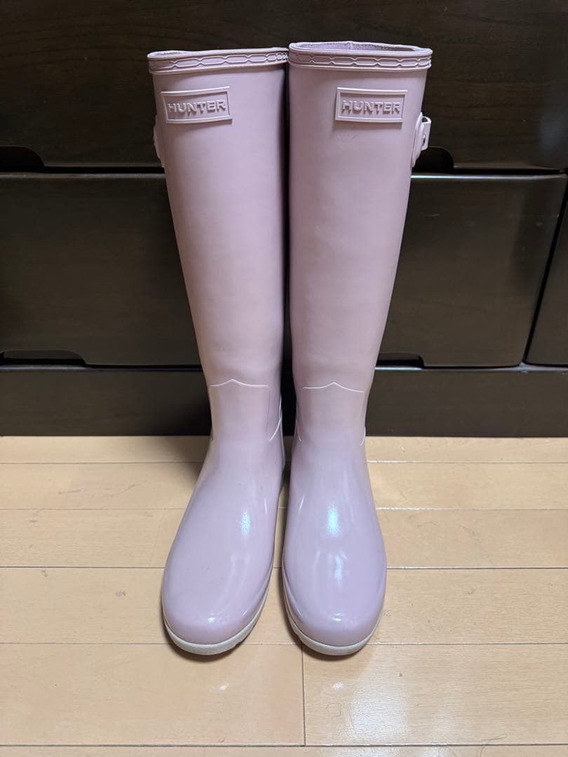 23cm HUNTER 薄いピンク　バックル付きロングブーツ