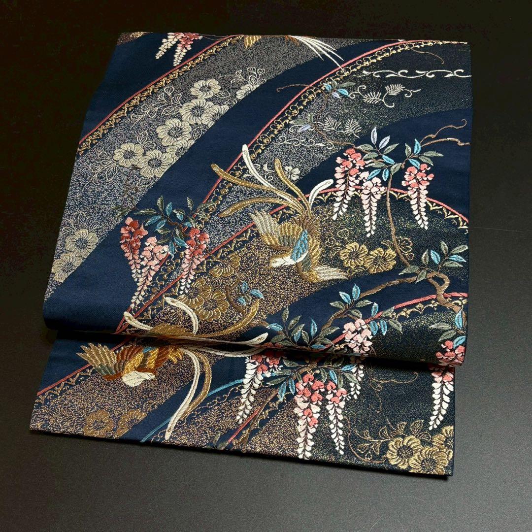 ★ゆき★様［6148］袋帯 美品 舞鳳凰花文様 唐織 六通 金銀糸 正絹 着物