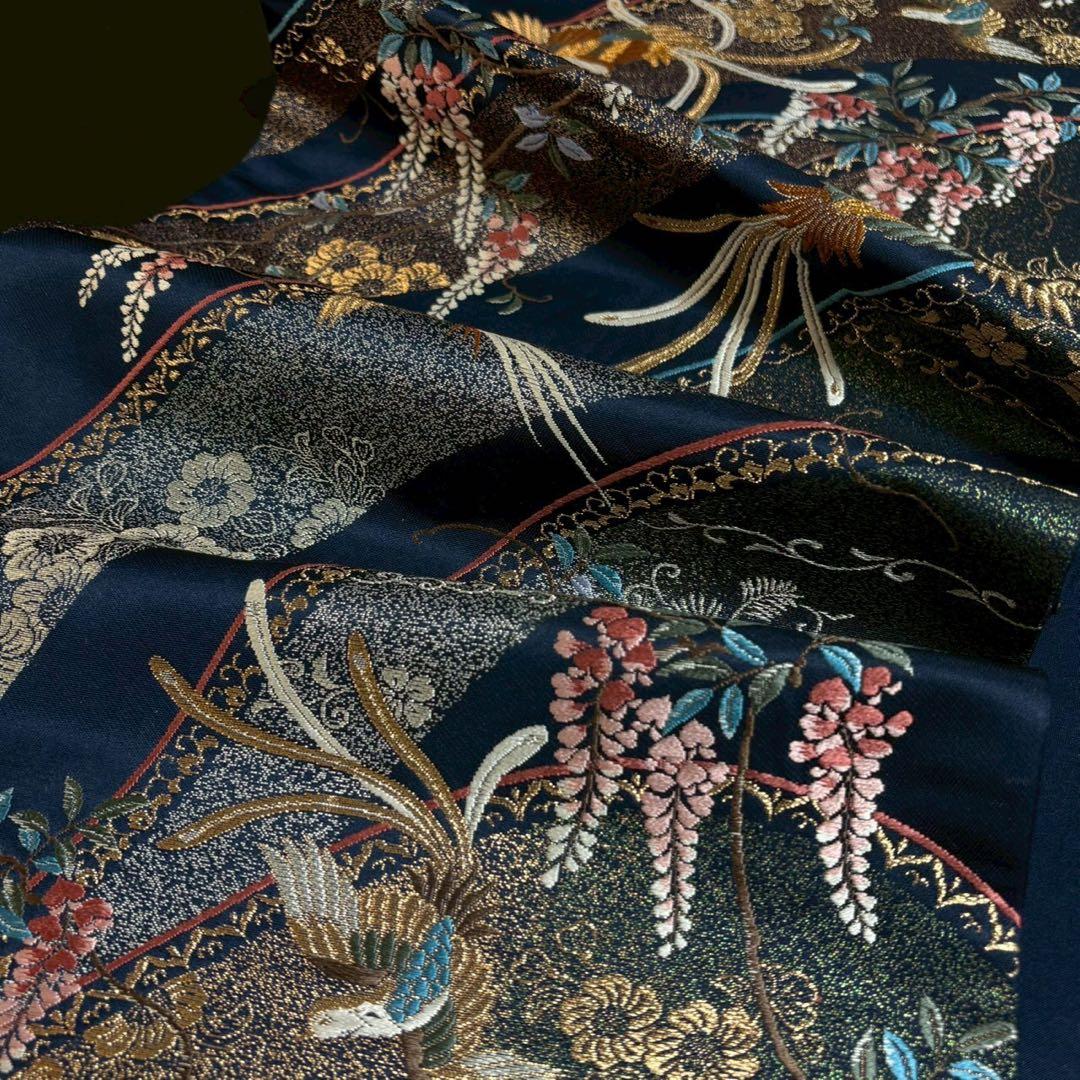 ★ゆき★様［6148］袋帯 美品 舞鳳凰花文様 唐織 六通 金銀糸 正絹 着物