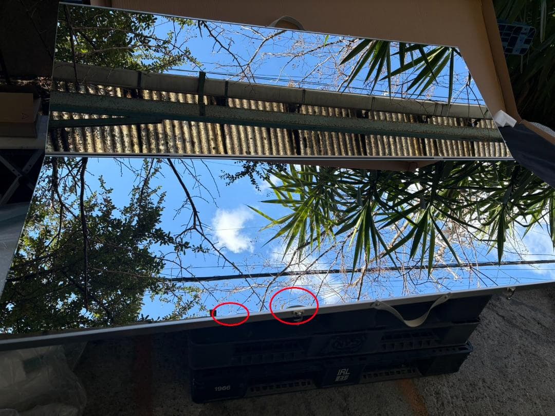 【中古】折り畳み 割れない鏡 ダンスミラー 60cmx2枚 銀 11番