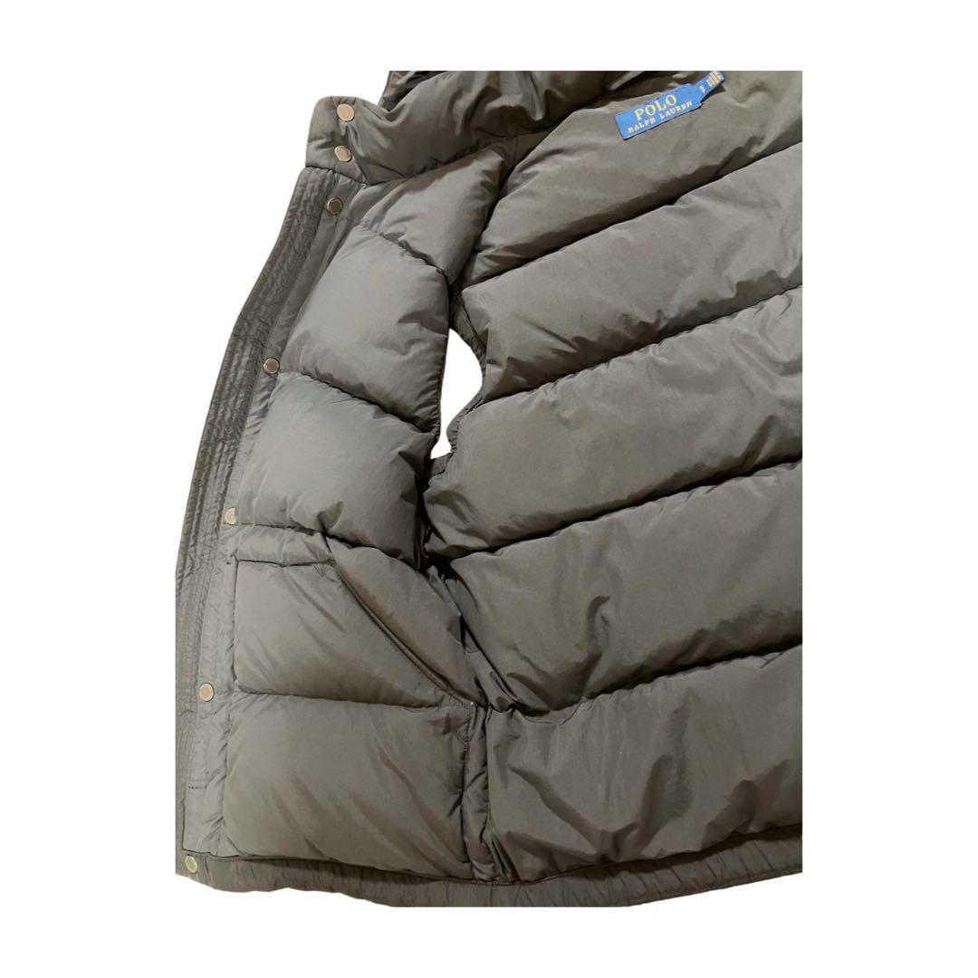 美品 ポロラルフローレン ダウンベスト 肉厚 黒 フード付 S メンズM相当