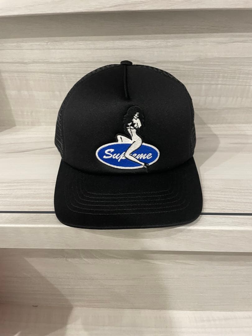 Supreme ブラック メッシュキャップ　5パネル