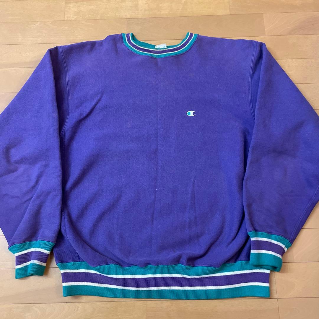 C*V様 XL パープル ターコイズ チャンピオン リバースウィーブ リブライン