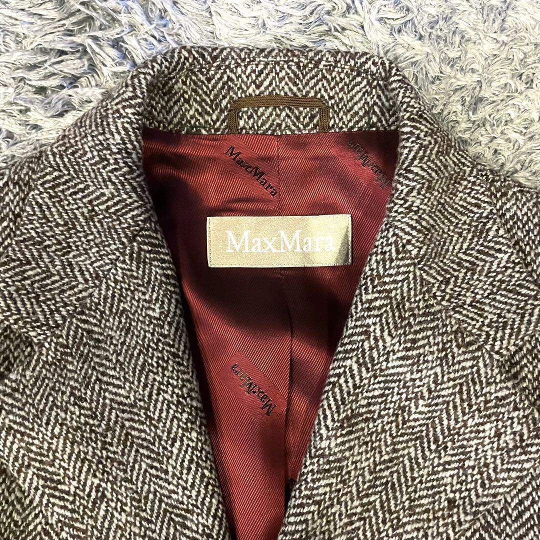 【極美品】マックスマーラ 銀タグ テーラードジャケット ヘリンボーン グレー系
