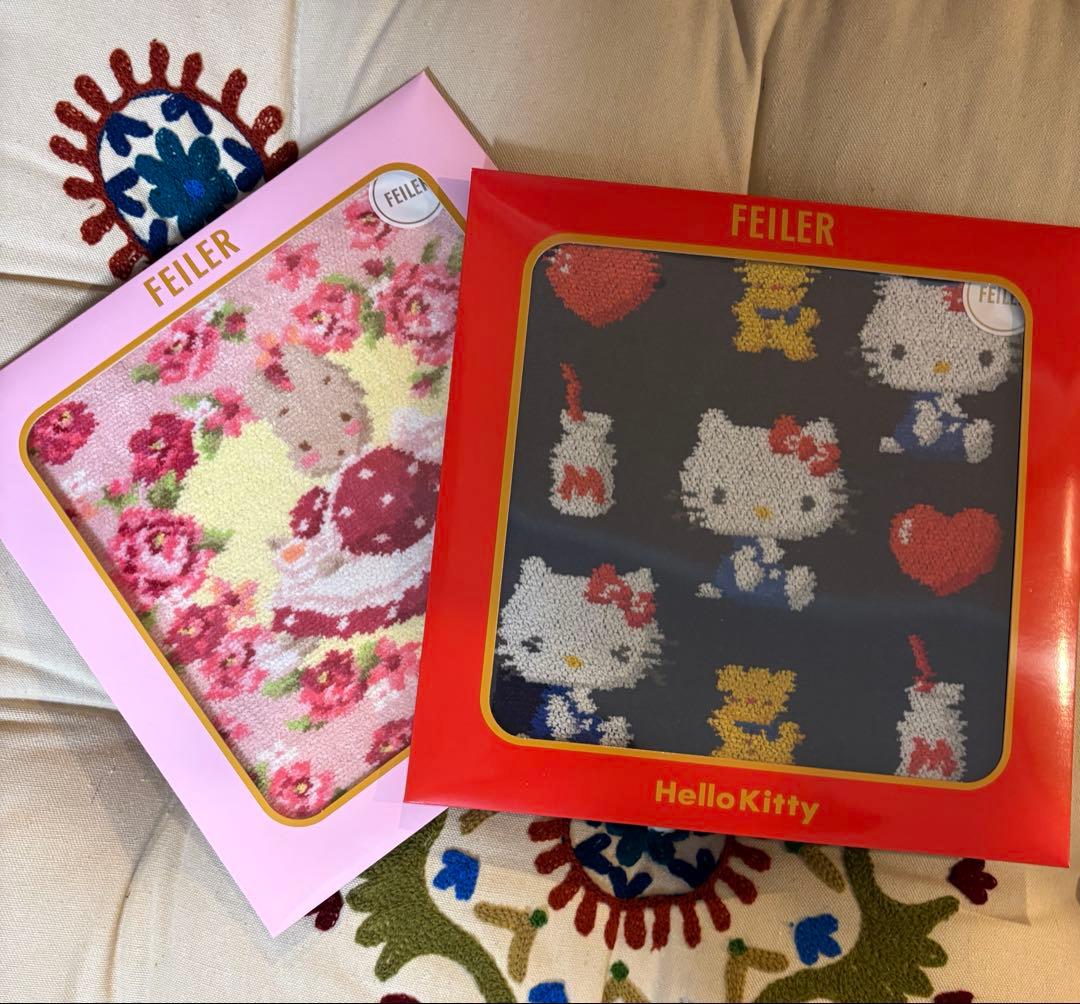 【2枚セット】FEILER フェイラー　サンリオ　マロンクリーム　ハローキティ